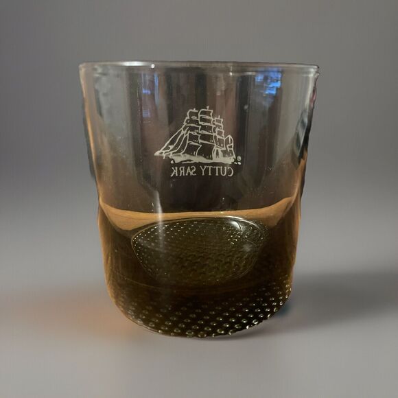 Cutty Sark Tinted Black Ombré Hi Ball Drinking Glass 6 Ounces White Ship Logo - Picture 4 of 8